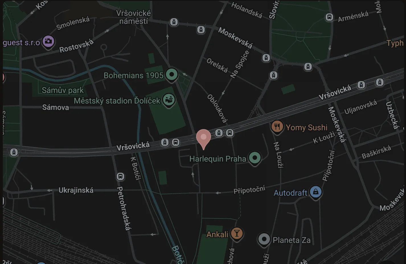 Mapa: Sportovní 823/14, Praha 10 – Vršovice